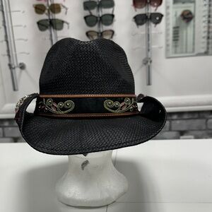 Black Embroidered Cowboy Hat